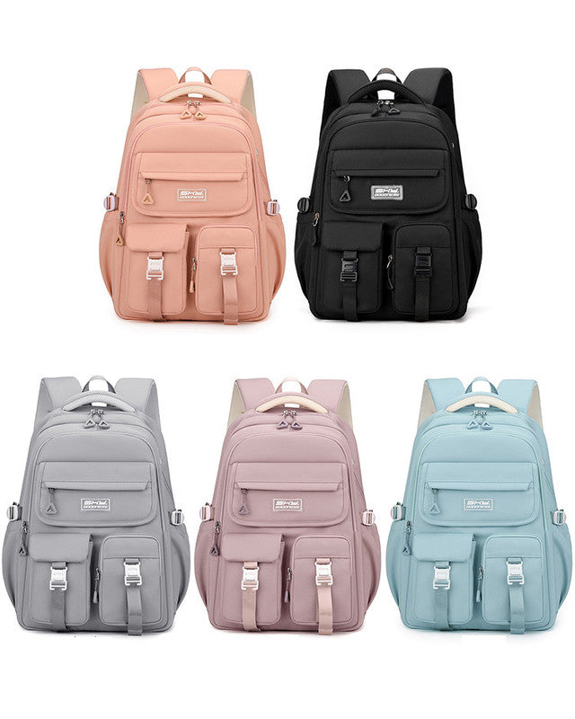 Light Blue Large Capacity Waterproof Student Backpack - Fits 15-Inch Laptop, Multi-Pocket Travel Daypack - Image 3