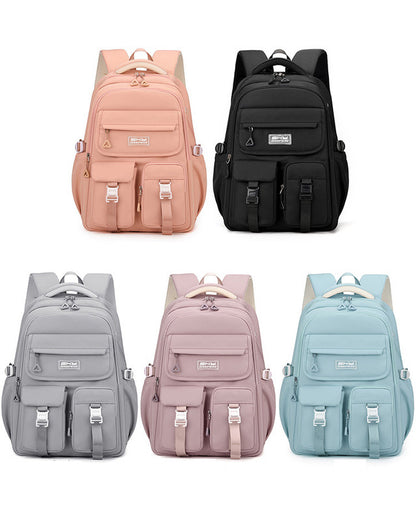 Light Blue Large Capacity Waterproof Student Backpack - Fits 15-Inch Laptop, Multi-Pocket Travel Daypack - Image 3