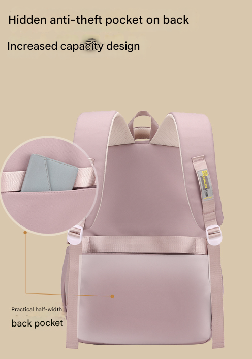 Light Blue Large Capacity Waterproof Student Backpack - Fits 15-Inch Laptop, Multi-Pocket Travel Daypack - Image 5