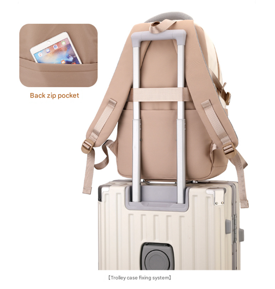 Blue and White Large Capacity Student Backpack - Durable Oxford Cloth School Bag with Laptop Compartment & Multiple Pockets - Image 7