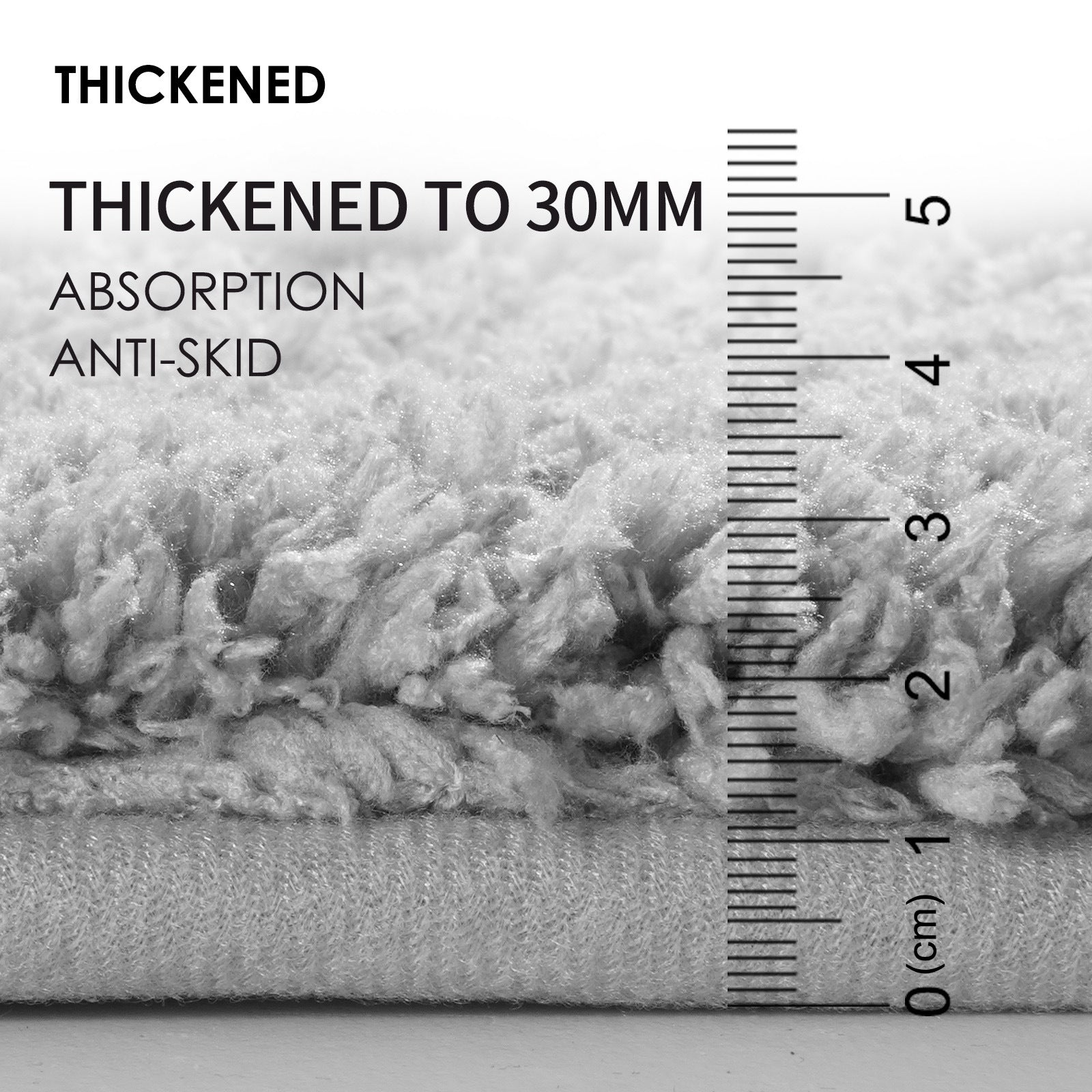 Grey Ultra Absorbent Plush Bath Mat - Non-Slip Bathroom Rug with Innovative Foot Drying Pocket - Image 4