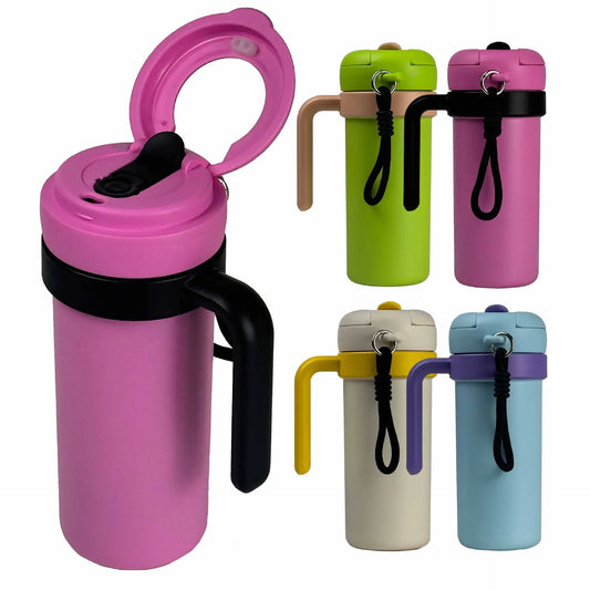 Blue and Purple 700ml Insulated Stainless Steel Tumbler with Handle, Dual-Sip Lid, Straw & Tea Infuser - Image 2