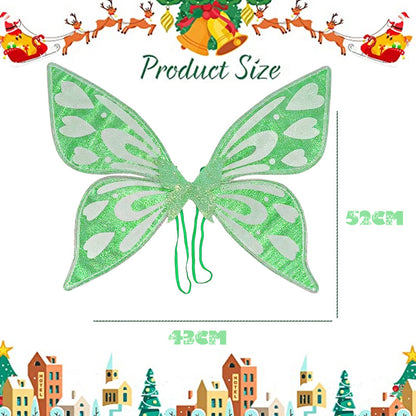 Green Sparkling Fairy Wings - Lightweight Glitter Butterfly Costume Accessory for Kids & Adults - Image 3