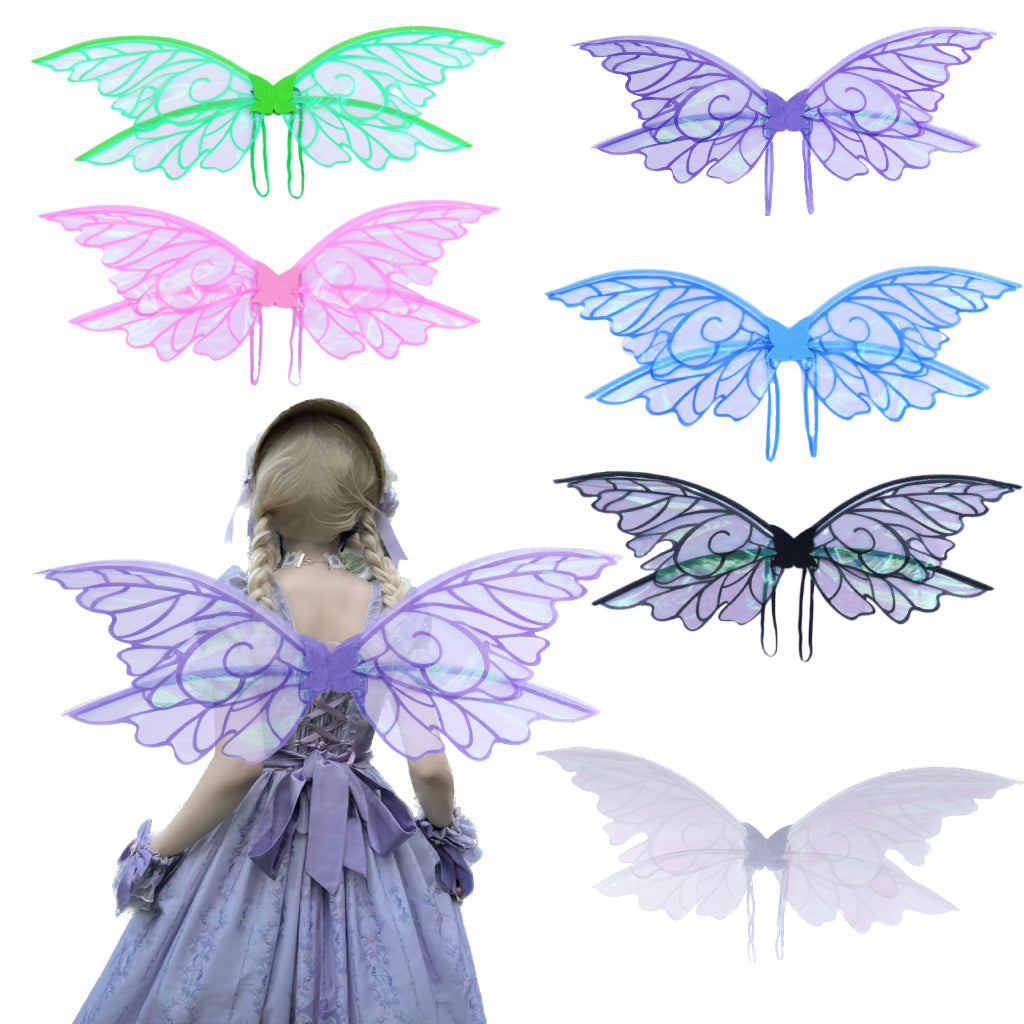 Purple Enchanting Iridescent Fairy Wings - Sparkle Butterfly Elf Wings for Costume Parties, Cosplay & Dress-Up Fun - Image 2