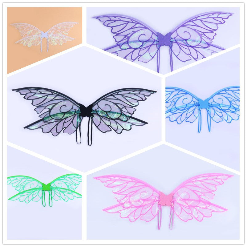 Black Enchanting Iridescent Fairy Wings - Sparkle Butterfly Elf Wings for Costume Parties, Cosplay & Dress-Up Fun - Image 3