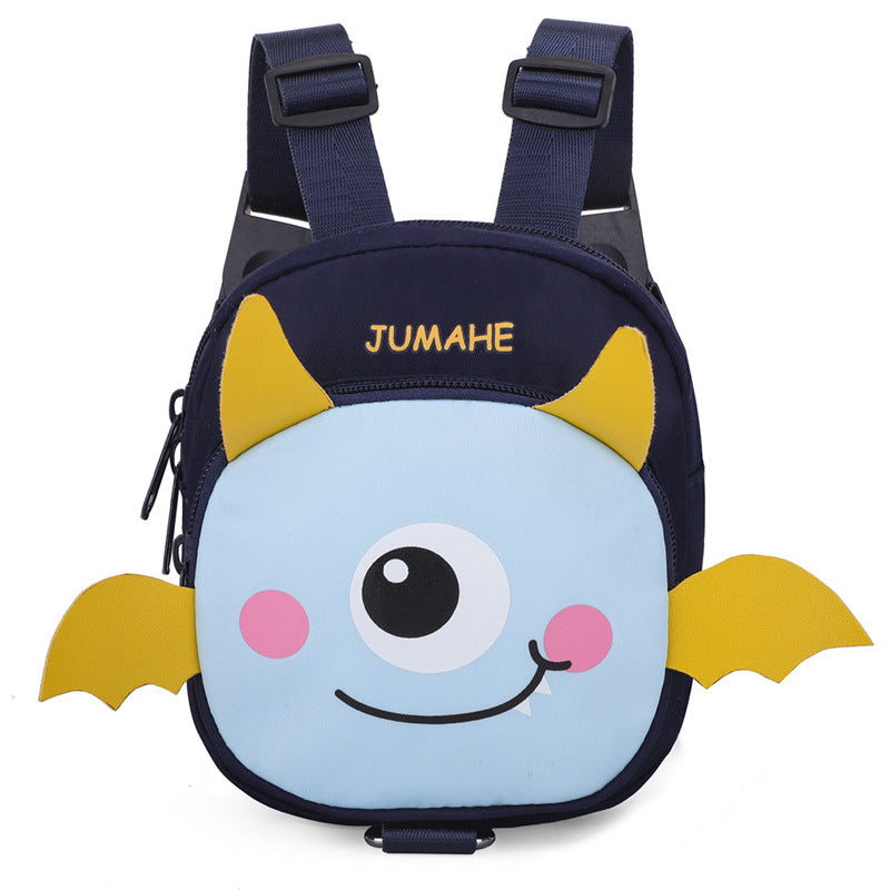 Dark Blue Adorable Monster Pet Backpack Harness - Small Dog & Cat Treat Pouch with Poop Bag Dispenser - Image 2