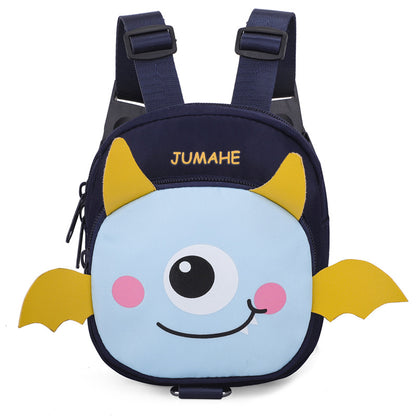 Dark Blue Adorable Monster Pet Backpack Harness - Small Dog & Cat Treat Pouch with Poop Bag Dispenser - Image 2