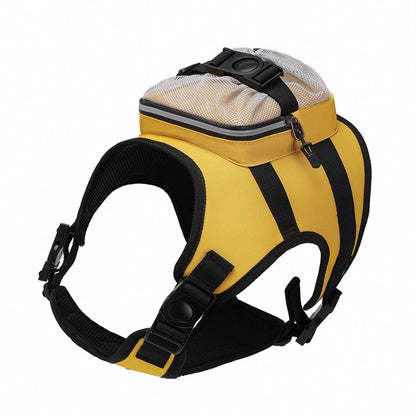 Size L Black and Yellow Ultimate Dog Harness Vest with Backpack - Padded, Reflective & Adjustable for Medium to Large Breeds - Image 2