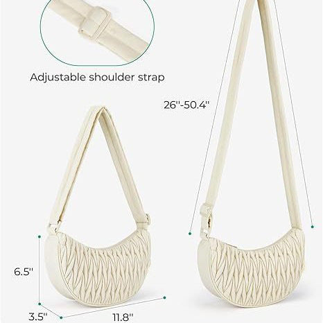 Black Chic Pleated Crescent Sling Bag - Water-Resistant Lightweight Crossbody & Shoulder Purse - Image 3