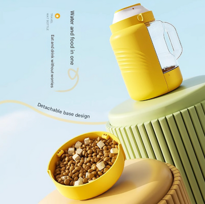 White Large Capacity 2-in-1 Pet Travel Water & Food Bottle Dispenser - Portable Outdoor Dog Feeder with Shoulder Strap - Image 3