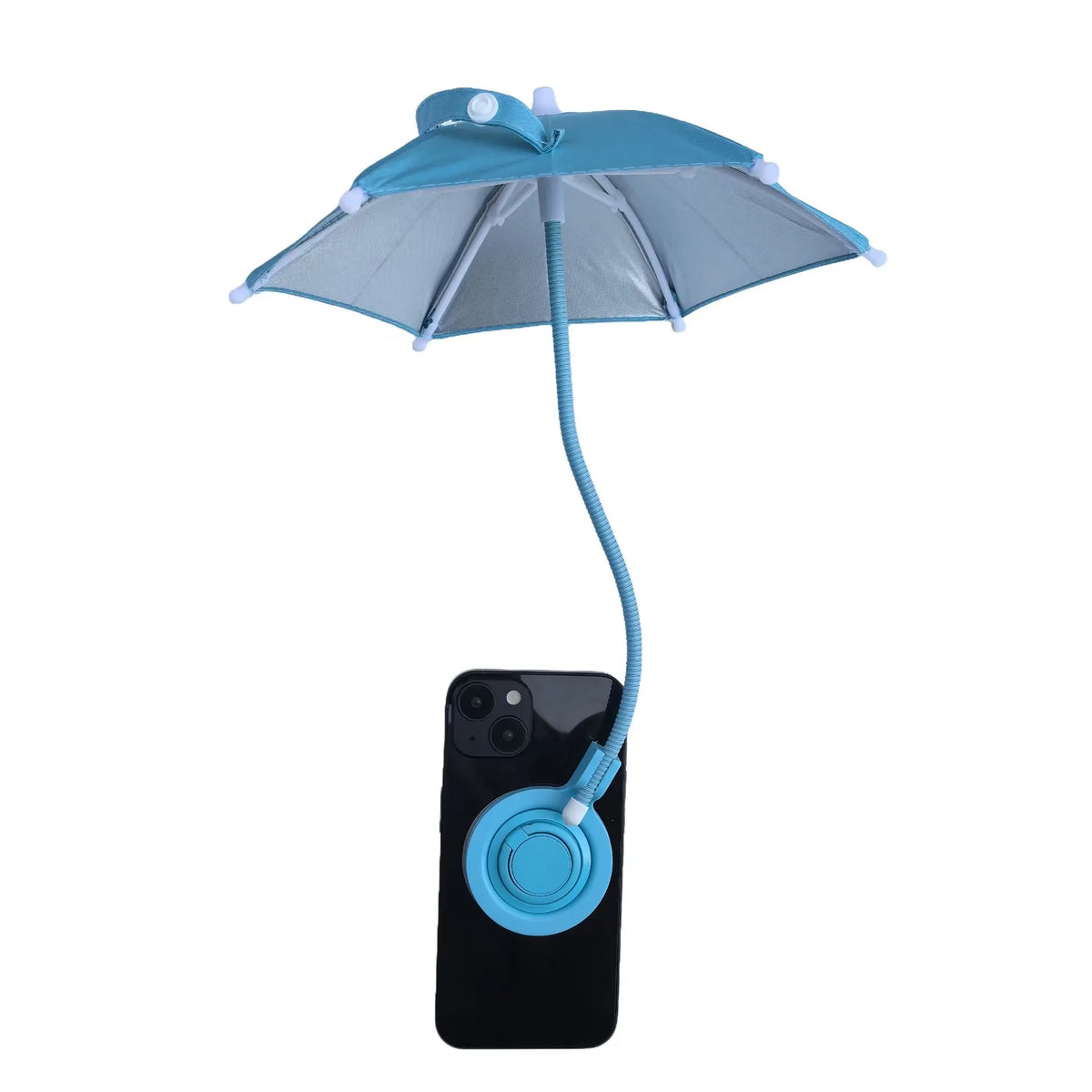 Blue Magnetic Phone Umbrella Sun Shade - Clear Outdoor Screen Visor, Anti-Glare Mini Parasol for iPhone