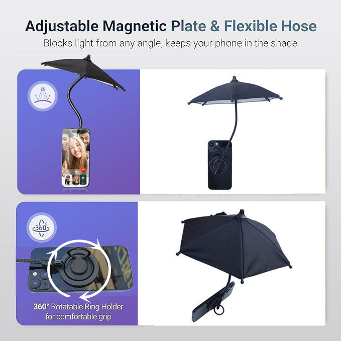 Blue Magnetic Phone Umbrella Sun Shade - Clear Outdoor Screen Visor, Anti-Glare Mini Parasol for iPhone - Image 7