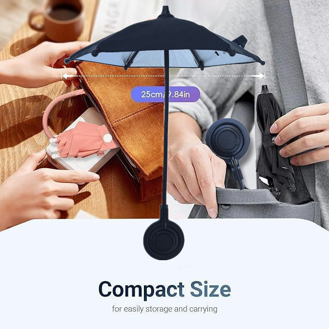 Black Magnetic Phone Umbrella Sun Shade - Clear Outdoor Screen Visor, Anti-Glare Mini Parasol for iPhone - Image 3