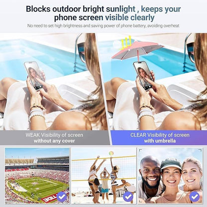 Black Magnetic Phone Umbrella Sun Shade - Clear Outdoor Screen Visor, Anti-Glare Mini Parasol for iPhone - Image 6