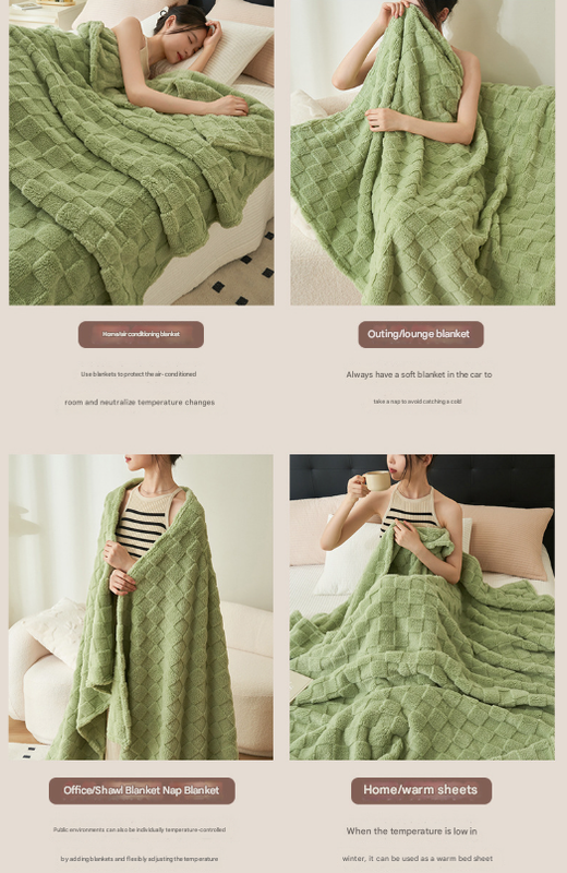 200*230CM Dark Green Ultra-Soft Waffle Textured Plush Fleece Blanket - Large Cozy All-Season Throw for Bed & Sofa - Image 5