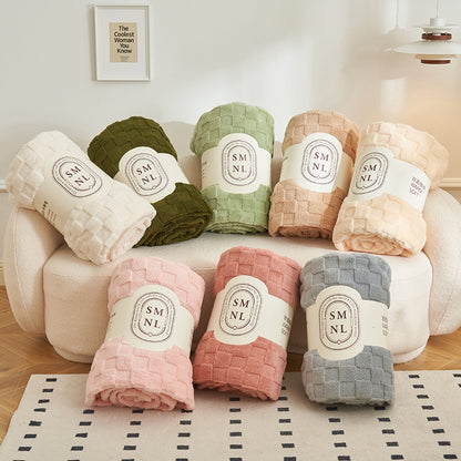 200*230CM Khaki Ultra-Soft Waffle Textured Plush Fleece Blanket - Large Cozy All-Season Throw for Bed & Sofa - Image 2
