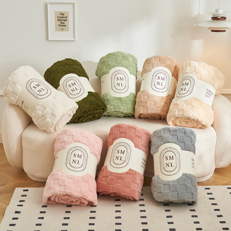 200*230CM Light Pink Ultra-Soft Waffle Textured Plush Fleece Blanket - Large Cozy All-Season Throw for Bed & Sofa - Image 2