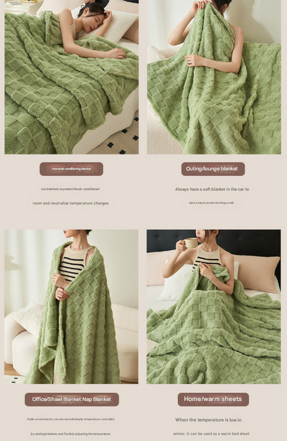 200*230CM Light Pink Ultra-Soft Waffle Textured Plush Fleece Blanket - Large Cozy All-Season Throw for Bed & Sofa - Image 5