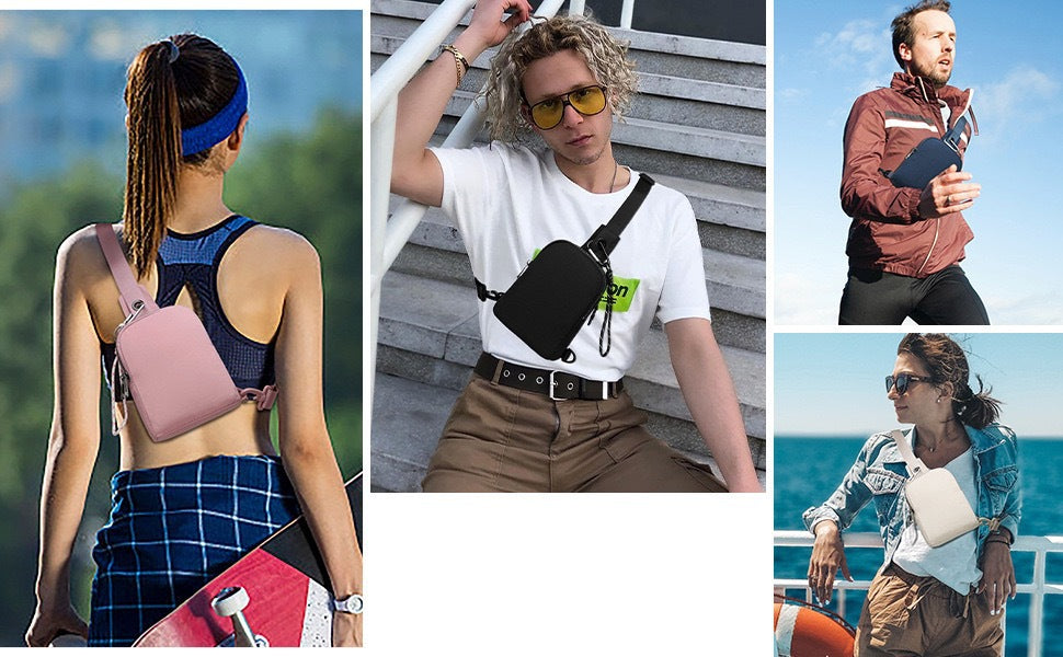Pink Compact Waterproof Sling Bag - Unisex Mini Crossbody Chest Pack with Adjustable Reversible Strap - Image 2