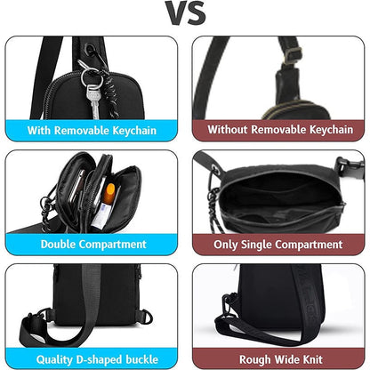 Beige Compact Waterproof Sling Bag - Unisex Mini Crossbody Chest Pack with Adjustable Reversible Strap - Image 4