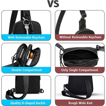 Beige Compact Waterproof Sling Bag - Unisex Mini Crossbody Chest Pack with Adjustable Reversible Strap - Image 4