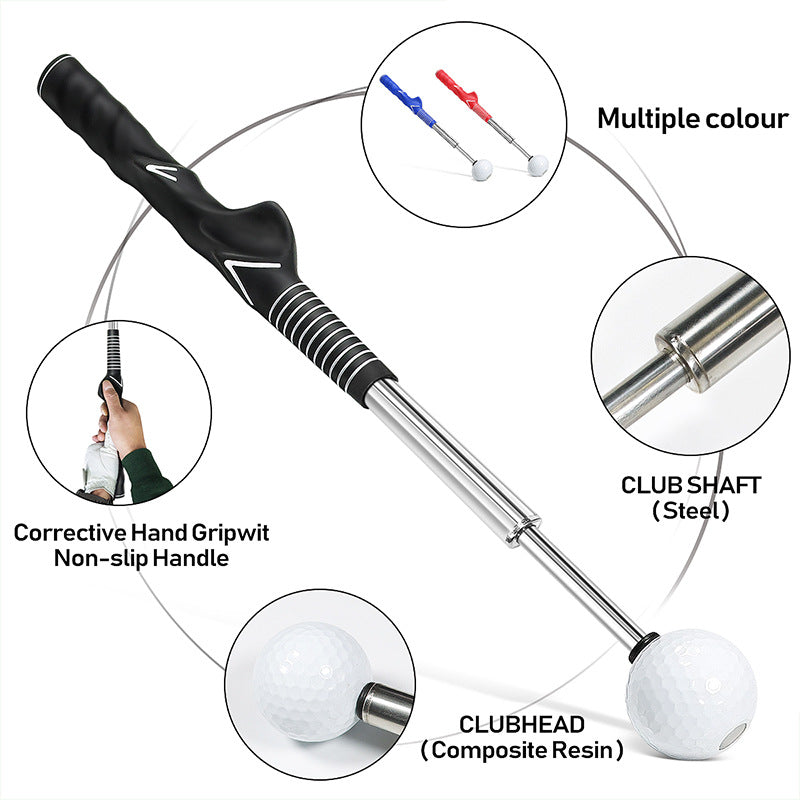 Black Pro Golf Swing Trainer - Extendable with Audible Click & Corrective Grip Aid - Image 5