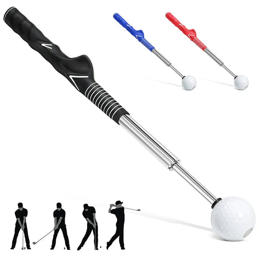 Red Pro Golf Swing Trainer - Extendable with Audible Click & Corrective Grip Aid - Image 3