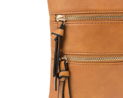 Brown Compact Women's Crossbody Bag - Adjustable Strap, Double Zipper Closure, 18x21cm Lightweight PU Leather Shoulder Bag - Image 5