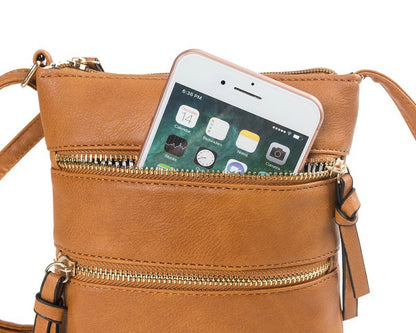 Brown Compact Women's Crossbody Bag - Adjustable Strap, Double Zipper Closure, 18x21cm Lightweight PU Leather Shoulder Bag - Image 7