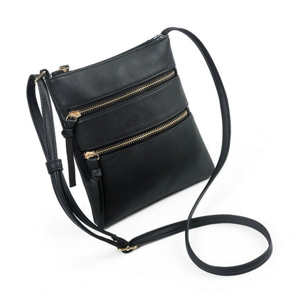 Black Compact Women's Crossbody Bag - Adjustable Strap, Double Zipper Closure, 18x21cm Lightweight PU Leather Shoulder Bag - Image 2
