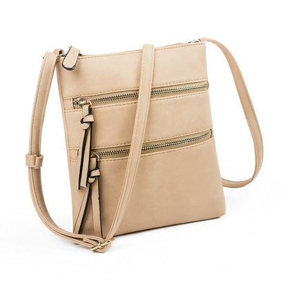 Light khaki Compact Women's Crossbody Bag - Adjustable Strap, Double Zipper Closure, 18x21cm Lightweight PU Leather Shoulder Bag - Image 2