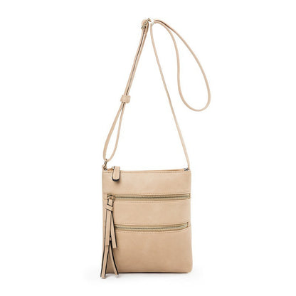 Light khaki Compact Women's Crossbody Bag - Adjustable Strap, Double Zipper Closure, 18x21cm Lightweight PU Leather Shoulder Bag - Image 4