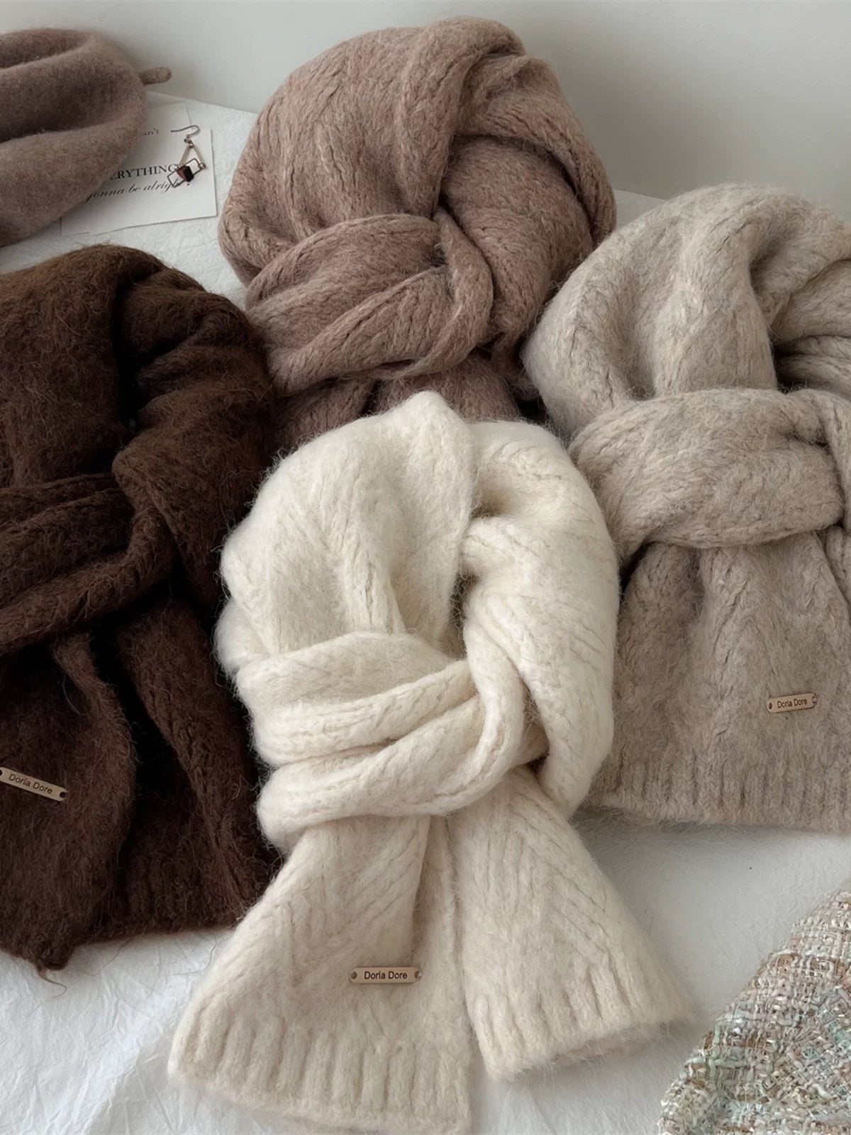 Black Alpaca Wool Blend Solid Color Knitted Scarf for Women Winter New Style Student High Quality Couple Woolen Neck Warmer - Image 4