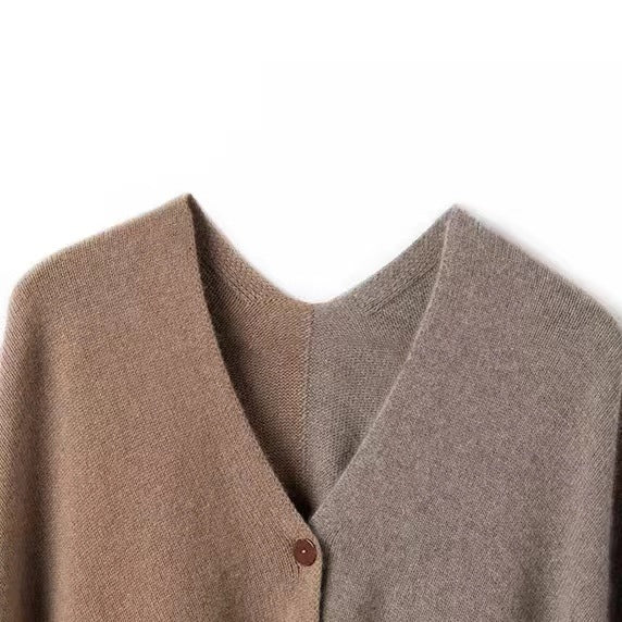 Brown Pure Wool Extra Large Shawl Scarf Color Block Multi-functional Warm Cashmere Cape Poncho - Image 4