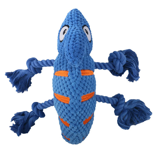 2 Pcs Blue Interactive Plush Chameleon Dog Toy with Squeaker & Rope Legs - Durable Chew Toy for Medium/Large Dogs, Teeth Cleaning Texture, Machine Washable (10.2in) - Image 5