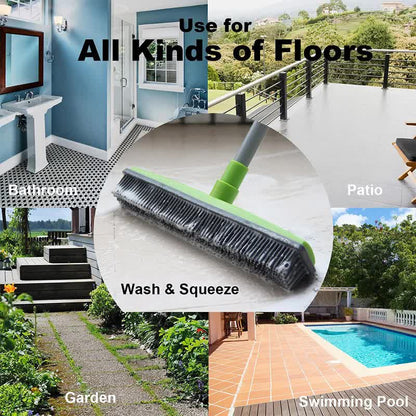 Green and Silver Versatile Pet Hair Remover Rubber Broom & Squeegee - 125cm Adjustable Stainless Steel Handle for Carpets, Floors & Windows - Image 9