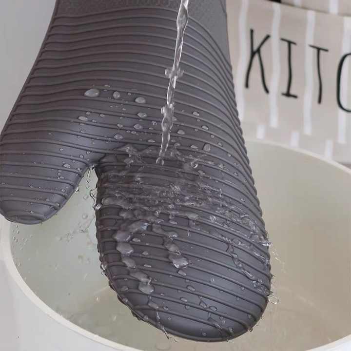 Grey Premium Heat Resistant Silicone Oven Mitts (Pair) - Non-Slip Grip, Cotton Lined for Kitchen Baking, Grilling & BBQ - Image 5