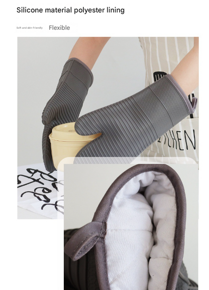 Pink Premium Heat Resistant Silicone Oven Mitts (Pair) - Non-Slip Grip, Cotton Lined for Kitchen Baking, Grilling & BBQ - Image 3