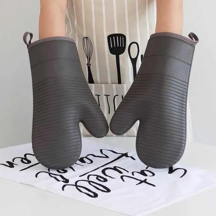 Pink Premium Heat Resistant Silicone Oven Mitts (Pair) - Non-Slip Grip, Cotton Lined for Kitchen Baking, Grilling & BBQ - Image 6