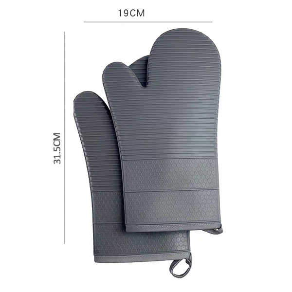 Blue Premium Heat Resistant Silicone Oven Mitts (Pair) - Non-Slip Grip, Cotton Lined for Kitchen Baking, Grilling & BBQ - Image 2
