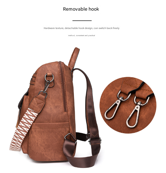Black Chic Women's PU Leather Convertible Backpack - Anti-Theft Design, Multi-Pocket Shoulder Bag with Tassel - Image 5