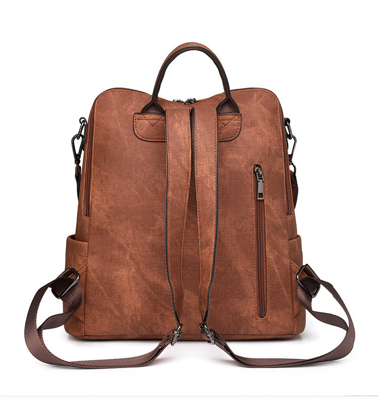 Grey Chic Women's PU Leather Convertible Backpack - Anti-Theft Design, Multi-Pocket Shoulder Bag with Tassel - Image 7