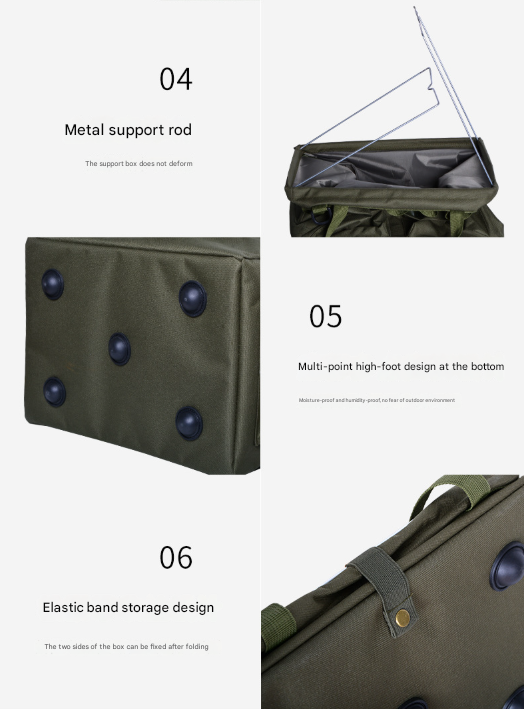 Black Camouflage Heavy Duty Foldable Outdoor Camping Storage Box - Oxford Cloth Collapsible Gear Organizer Tote with Pockets - Image 6