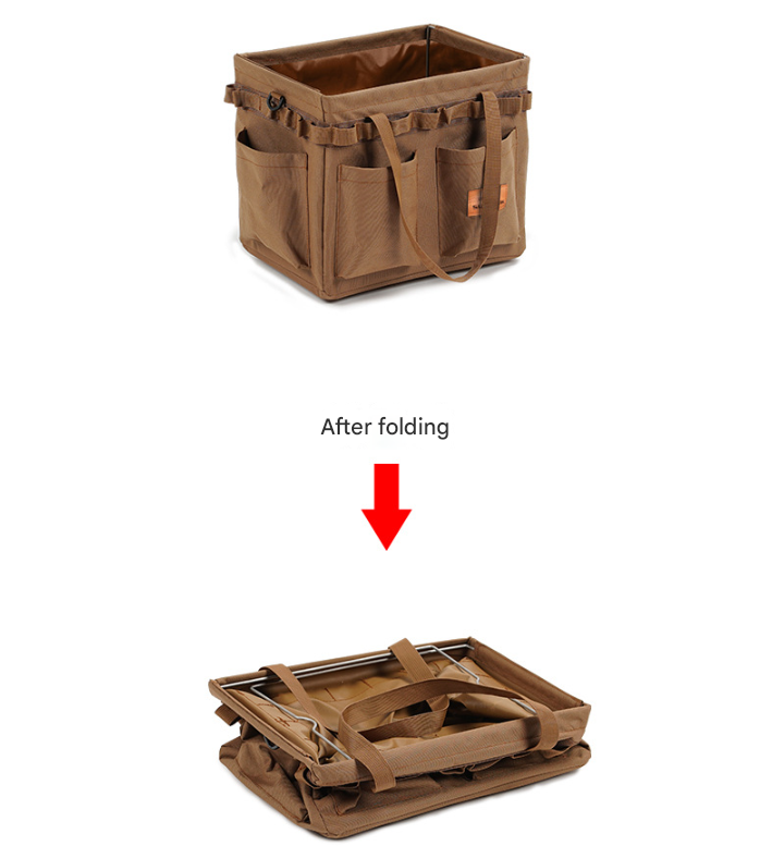 Black Heavy Duty Foldable Outdoor Camping Storage Box - Oxford Cloth Collapsible Gear Organizer Tote with Pockets - Image 3