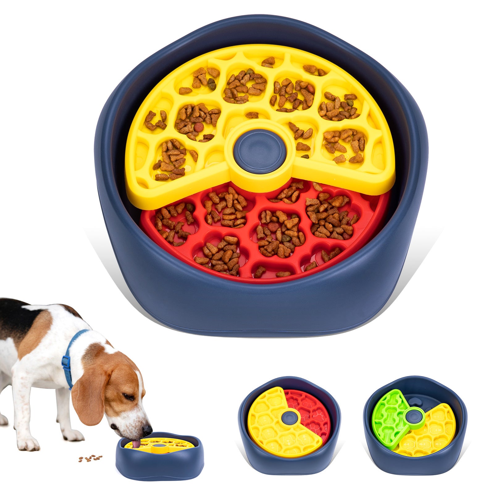 Red,Yellow and Blue Interactive Dog Puzzle Feeder Bowl - Slow Eating & Mental Stimulation Toy for Small Medium Breeds - Image 2