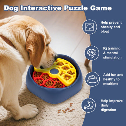 Red,Yellow and Blue Interactive Dog Puzzle Feeder Bowl - Slow Eating & Mental Stimulation Toy for Small Medium Breeds - Image 3