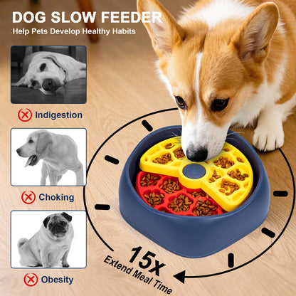 Red,Yellow and Blue Interactive Dog Puzzle Feeder Bowl - Slow Eating & Mental Stimulation Toy for Small Medium Breeds - Image 7