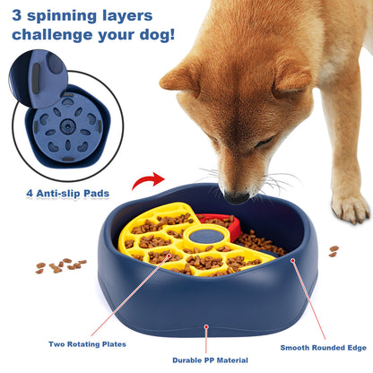 Yellow,Green and Blue Interactive Dog Puzzle Feeder Bowl - Slow Eating & Mental Stimulation Toy for Small Medium Breeds - Image 9