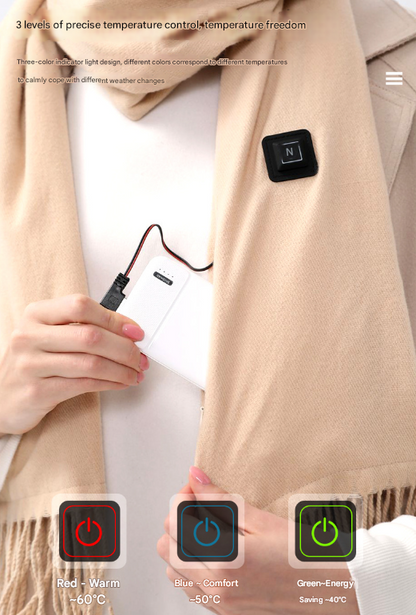 Grey USB Electric Heated Scarf - 3-Level Heat Setting Winter Neck Warmer - Image 3