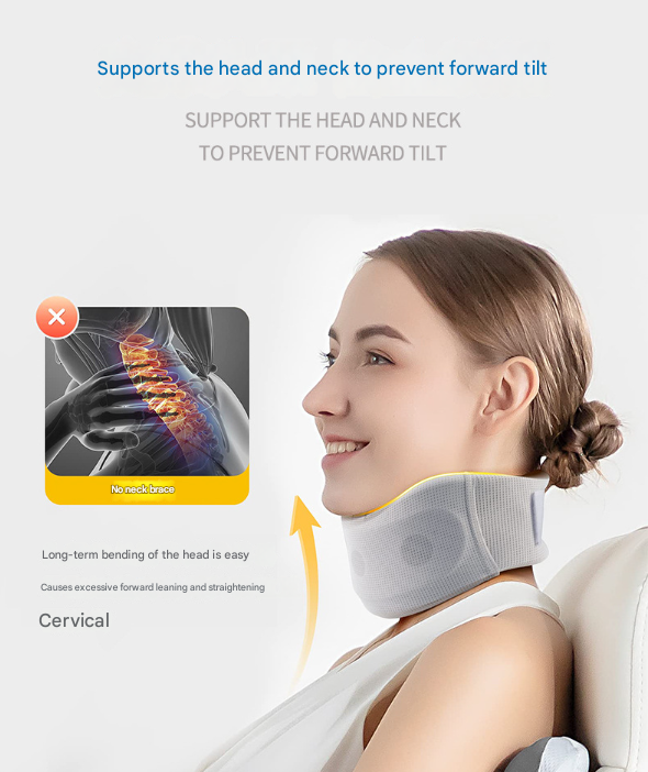Size S Light Green Ergonomic Neck Support Brace - Soft Cervical Collar for Posture Correction and Pain Relief - Image 3